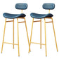 Faux Leather Bar Stools Scandinavian Low Back Armless Barstool with 4 Iron Legs Blue Gold 2 Piece Set Clearhalo 'Bar Furniture' 'Bar Stools' 'bar_stools' 'furn' 'furn_bar_stools' 'Furniture' 'Kitchen & Dining Furniture' 5750640
