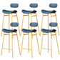 Faux Leather Bar Stools Scandinavian Low Back Armless Barstool with 4 Iron Legs Blue Gold 6 Piece Set Clearhalo 'Bar Furniture' 'Bar Stools' 'bar_stools' 'furn' 'furn_bar_stools' 'Furniture' 'Kitchen & Dining Furniture' 5750642