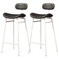 Faux Leather Bar Stools Scandinavian Low Back Armless Barstool with 4 Iron Legs Black White 2 Piece Set Clearhalo 'Bar Furniture' 'Bar Stools' 'bar_stools' 'furn' 'furn_bar_stools' 'Furniture' 'Kitchen & Dining Furniture' 5750645