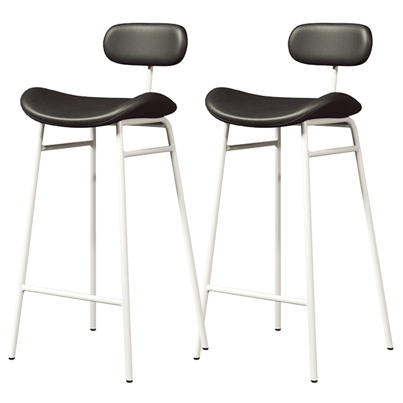 Faux Leather Bar Stools Scandinavian Low Back Armless Barstool with 4 Iron Legs Black White 2 Piece Set Clearhalo 'Bar Furniture' 'Bar Stools' 'bar_stools' 'furn' 'furn_bar_stools' 'Furniture' 'Kitchen & Dining Furniture' 5750645