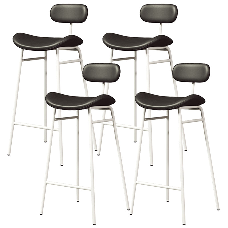 Faux Leather Bar Stools Scandinavian Low Back Armless Barstool with 4 Iron Legs Black White 4 Piece Set Clearhalo 'Bar Furniture' 'Bar Stools' 'bar_stools' 'furn' 'furn_bar_stools' 'Furniture' 'Kitchen & Dining Furniture' 5750646