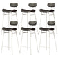 Faux Leather Bar Stools Scandinavian Low Back Armless Barstool with 4 Iron Legs Black White 6 Piece Set Clearhalo 'Bar Furniture' 'Bar Stools' 'bar_stools' 'furn' 'furn_bar_stools' 'Furniture' 'Kitchen & Dining Furniture' 5750647