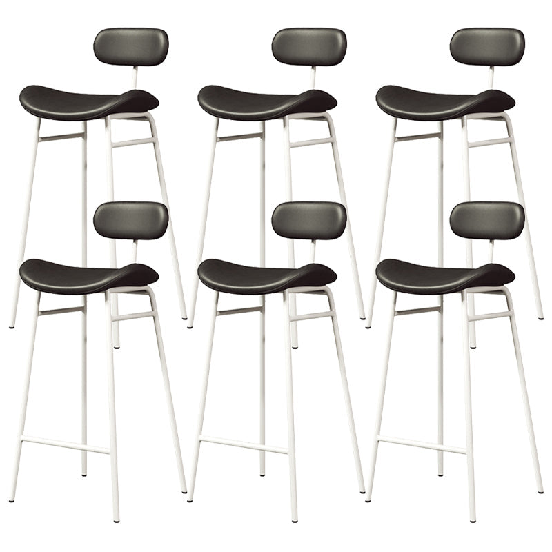 Faux Leather Bar Stools Scandinavian Low Back Armless Barstool with 4 Iron Legs Black White 6 Piece Set Clearhalo 'Bar Furniture' 'Bar Stools' 'bar_stools' 'furn' 'furn_bar_stools' 'Furniture' 'Kitchen & Dining Furniture' 5750647
