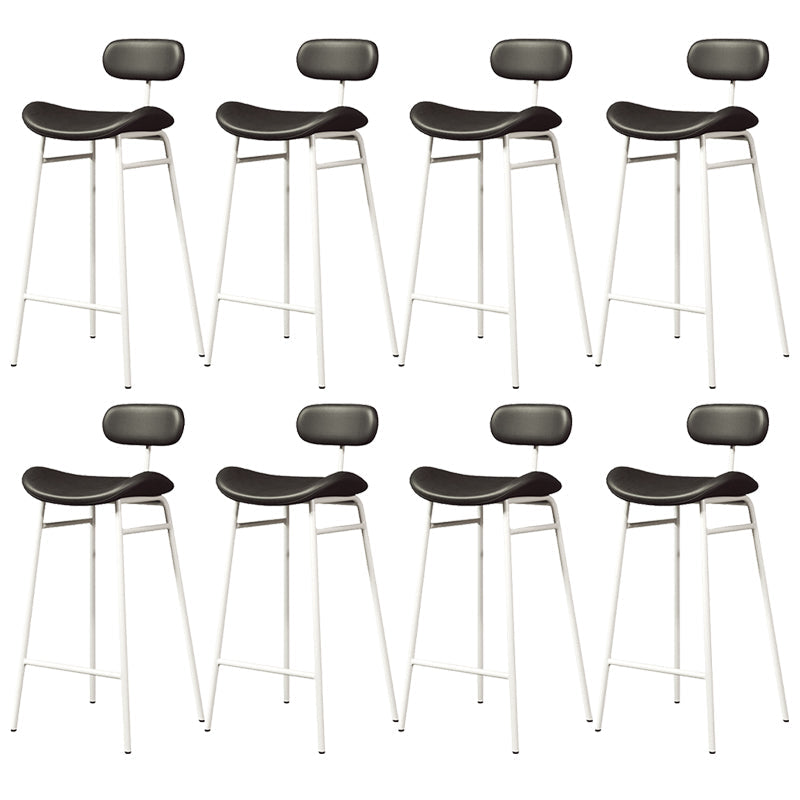 Faux Leather Bar Stools Scandinavian Low Back Armless Barstool with 4 Iron Legs Black White 8 Piece Set Clearhalo 'Bar Furniture' 'Bar Stools' 'bar_stools' 'furn' 'furn_bar_stools' 'Furniture' 'Kitchen & Dining Furniture' 5750648