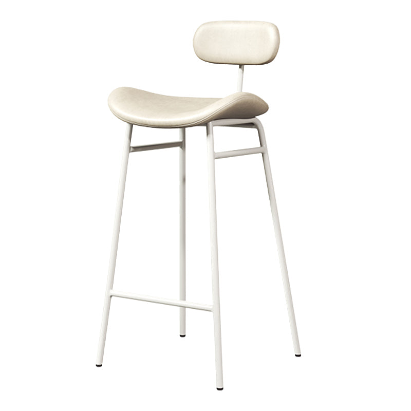 Faux Leather Bar Stools Scandinavian Low Back Armless Barstool with 4 Iron Legs White White 1 Piece Clearhalo 'Bar Furniture' 'Bar Stools' 'bar_stools' 'furn' 'furn_bar_stools' 'Furniture' 'Kitchen & Dining Furniture' 5750649