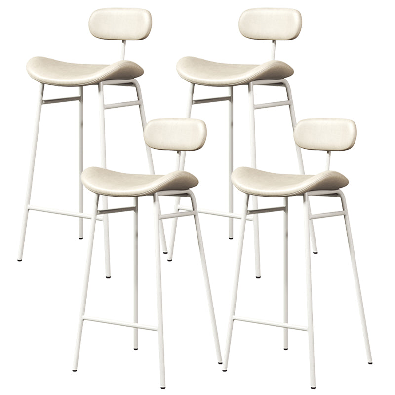 Faux Leather Bar Stools Scandinavian Low Back Armless Barstool with 4 Iron Legs White White 4 Piece Set Clearhalo 'Bar Furniture' 'Bar Stools' 'bar_stools' 'furn' 'furn_bar_stools' 'Furniture' 'Kitchen & Dining Furniture' 5750651