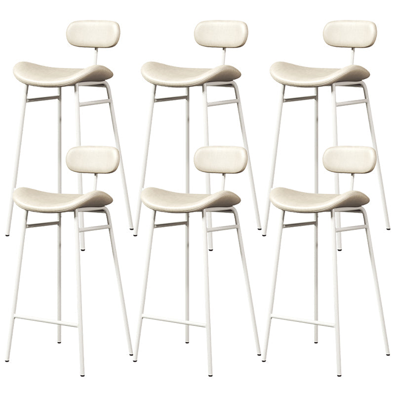 Faux Leather Bar Stools Scandinavian Low Back Armless Barstool with 4 Iron Legs White White 6 Piece Set Clearhalo 'Bar Furniture' 'Bar Stools' 'bar_stools' 'furn' 'furn_bar_stools' 'Furniture' 'Kitchen & Dining Furniture' 5750652