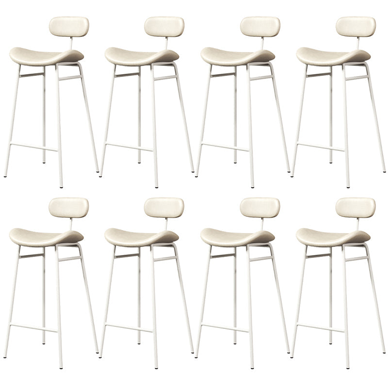 Faux Leather Bar Stools Scandinavian Low Back Armless Barstool with 4 Iron Legs White White 8 Piece Set Clearhalo 'Bar Furniture' 'Bar Stools' 'bar_stools' 'furn' 'furn_bar_stools' 'Furniture' 'Kitchen & Dining Furniture' 5750653