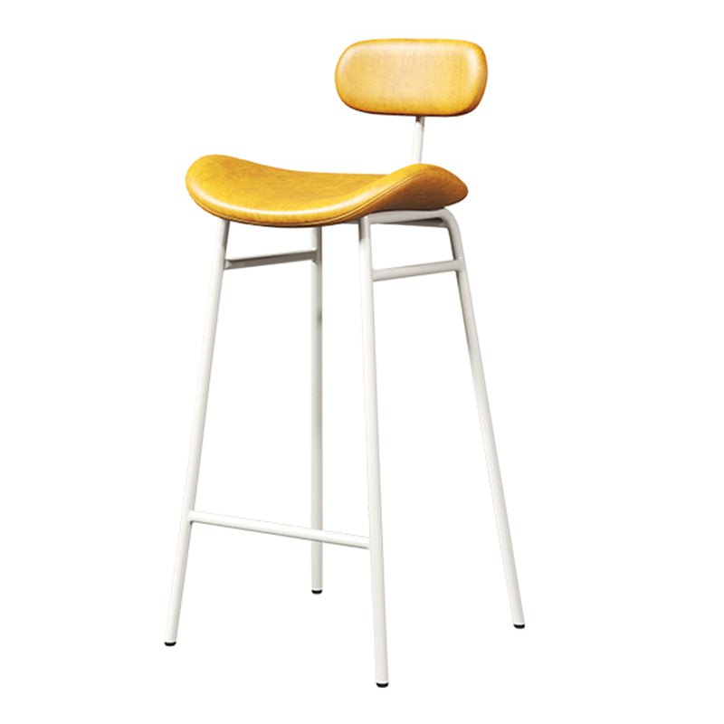 Faux Leather Bar Stools Scandinavian Low Back Armless Barstool with 4 Iron Legs Yellow White 1 Piece Clearhalo 'Bar Furniture' 'Bar Stools' 'bar_stools' 'furn' 'furn_bar_stools' 'Furniture' 'Kitchen & Dining Furniture' 5750654