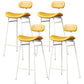 Faux Leather Bar Stools Scandinavian Low Back Armless Barstool with 4 Iron Legs Yellow White 4 Piece Set Clearhalo 'Bar Furniture' 'Bar Stools' 'bar_stools' 'furn' 'furn_bar_stools' 'Furniture' 'Kitchen & Dining Furniture' 5750656