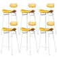 Faux Leather Bar Stools Scandinavian Low Back Armless Barstool with 4 Iron Legs Yellow White 6 Piece Set Clearhalo 'Bar Furniture' 'Bar Stools' 'bar_stools' 'furn' 'furn_bar_stools' 'Furniture' 'Kitchen & Dining Furniture' 5750657