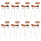 Faux Leather Bar Stools Scandinavian Low Back Armless Barstool with 4 Iron Legs Brown White 8 Piece Set Clearhalo 'Bar Furniture' 'Bar Stools' 'bar_stools' 'furn' 'furn_bar_stools' 'Furniture' 'Kitchen & Dining Furniture' 5750663