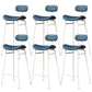 Faux Leather Bar Stools Scandinavian Low Back Armless Barstool with 4 Iron Legs Blue White 6 Piece Set Clearhalo 'Bar Furniture' 'Bar Stools' 'bar_stools' 'furn' 'furn_bar_stools' 'Furniture' 'Kitchen & Dining Furniture' 5750667