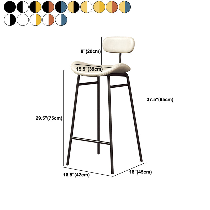 Faux Leather Bar Stools Scandinavian Low Back Armless Barstool with 4 Iron Legs Clearhalo 'Bar Furniture' 'Bar Stools' 'bar_stools' 'furn' 'furn_bar_stools' 'Furniture' 'Kitchen & Dining Furniture' 5750669