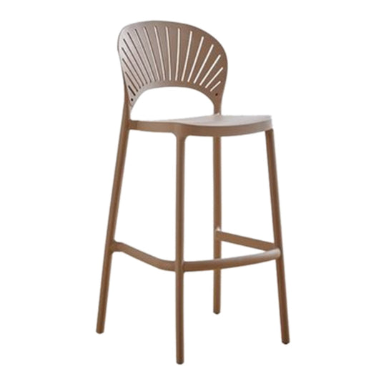 Contemporary Plastic Barstool Plastic Low Back Counter Stool in Matte Finish for Indoor Nude Pink 1 Piece