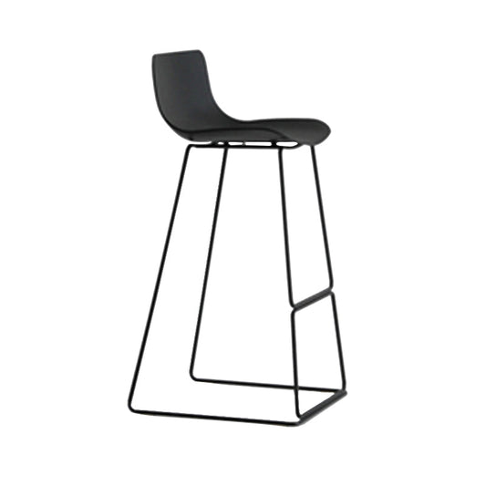 Scandinavian Low Back Counter Stool Plastic Armless Counter Chair Black 1 Piece