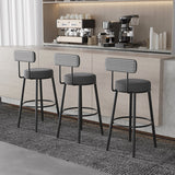 Eigentijdse metalen ontlasting faux lederen aanrechtkruk in matte afwerking voor binnen