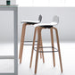 Plastic Low Back Bar Stools Scandinavian Beech Wood Base Barstool