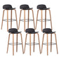 Plastic Low Back Bar Stools Scandinavian Beech Wood Base Barstool