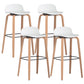 Plastic Low Back Bar Stools Scandinavian Beech Wood Base Barstool