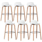 Plastic Low Back Bar Stools Scandinavian Beech Wood Base Barstool