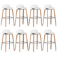 Plastic Low Back Bar Stools Scandinavian Beech Wood Base Barstool