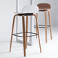 Plastic Low Back Bar Stools Scandinavian Beech Wood Base Barstool