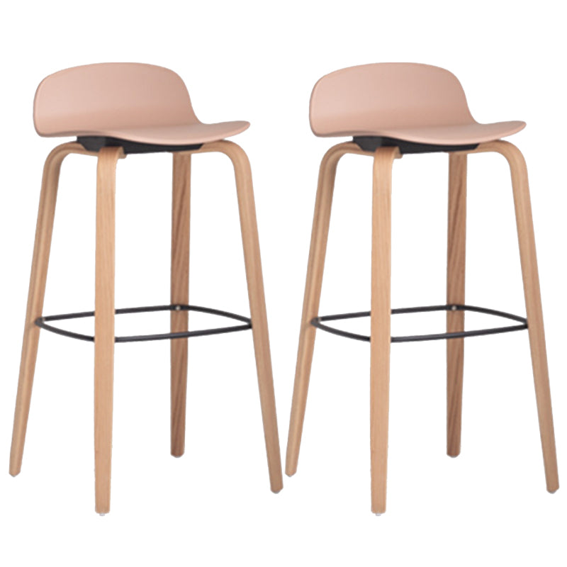 Plastic Low Back Bar Stools Scandinavian Beech Wood Base Barstool