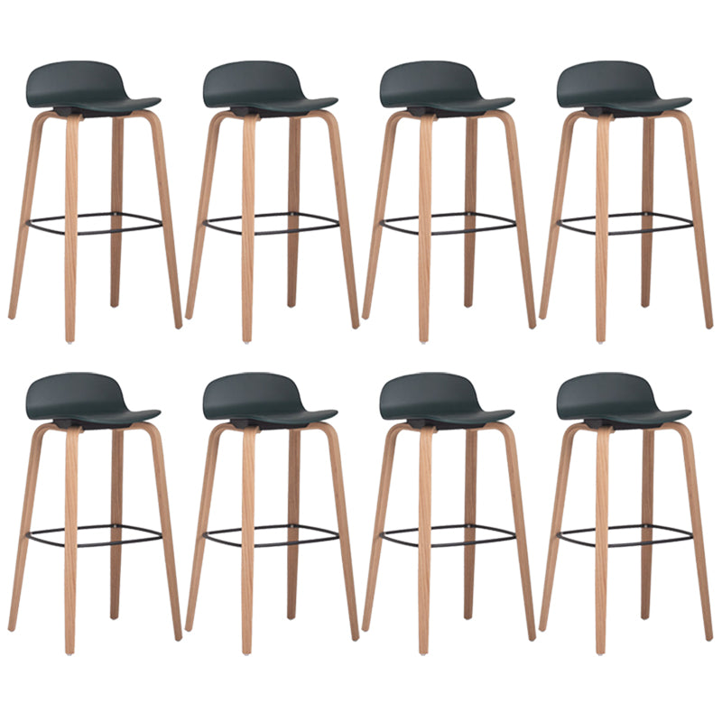 Plastic Low Back Bar Stools Scandinavian Beech Wood Base Barstool