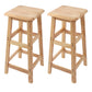Modern Solid Wood Bar & Counter Stool Square Footrest Counter-height Stool for Shop