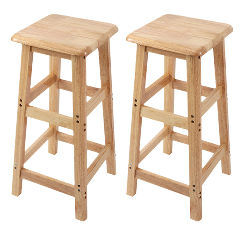Modern Solid Wood Bar & Counter Stool Square Footrest Counter-height Stool for Shop
