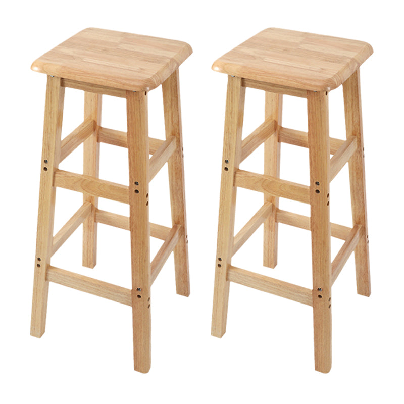 Modern Solid Wood Bar & Counter Stool Square Footrest Counter-height Stool for Shop
