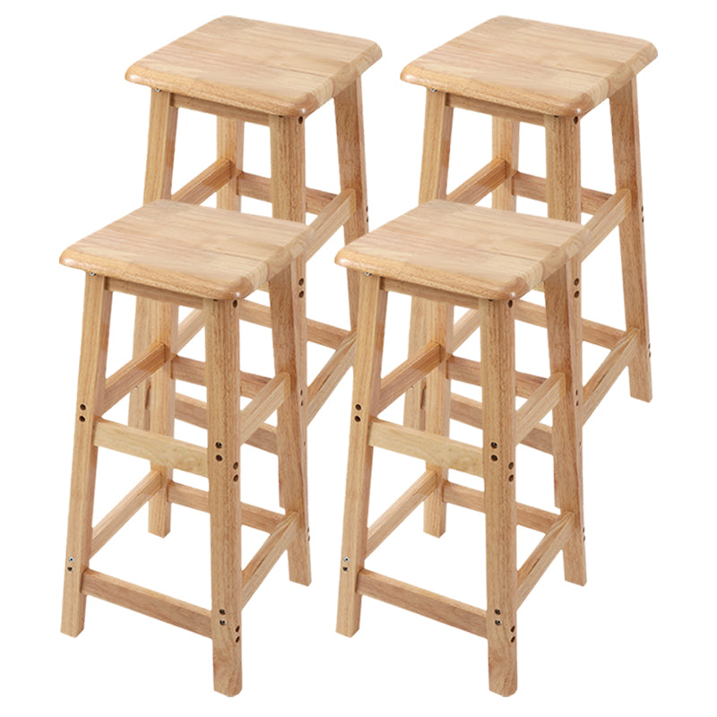 Modern Solid Wood Bar & Counter Stool Square Footrest Counter-height Stool for Shop