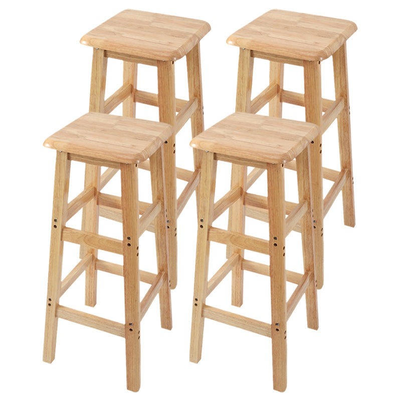 Modern Solid Wood Bar & Counter Stool Square Footrest Counter-height Stool for Shop