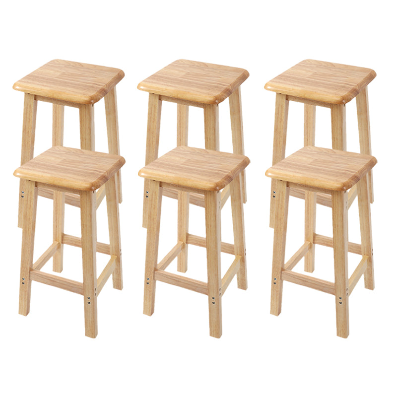 Modern Solid Wood Bar & Counter Stool Square Footrest Counter-height Stool for Shop