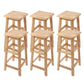 Modern Solid Wood Bar & Counter Stool Square Footrest Counter-height Stool for Shop