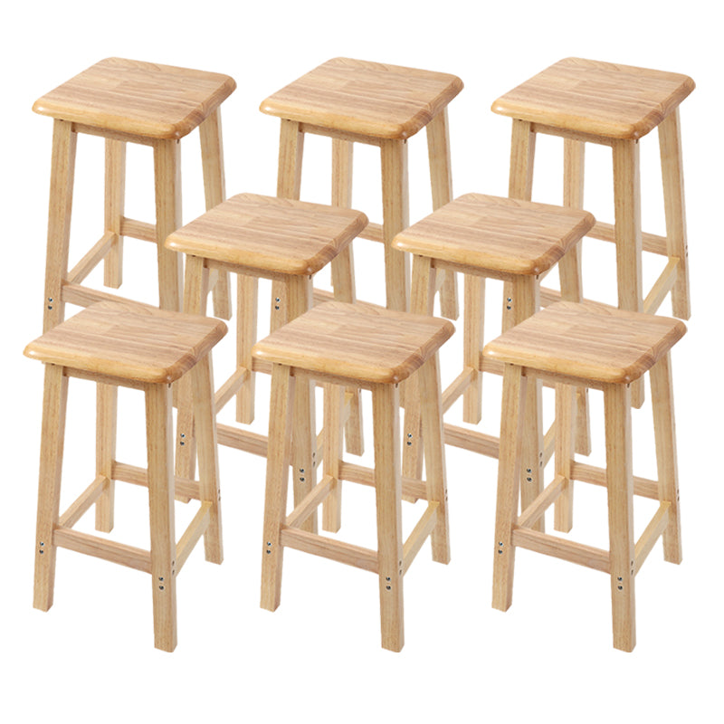 Modern Solid Wood Bar & Counter Stool Square Footrest Counter-height Stool for Shop