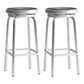 Industrial Silver Armless Counter Stool Aluminum Round Seat Footrest Counter Chair
