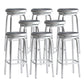 Industrial Silver Armless Counter Stool Aluminum Round Seat Footrest Counter Chair