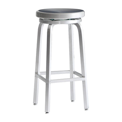 Industrial Silver Armless Counter Stool Aluminum Round Seat Footrest Counter Chair