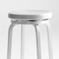 Industrial Silver Armless Counter Stool Aluminum Round Seat Footrest Counter Chair