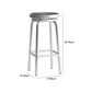 Industrial Silver Armless Counter Stool Aluminum Round Seat Footrest Counter Chair