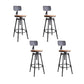Industrial Metal Barstool Low Back Faux Leather Cushion Footrest Stool with 4 Legs