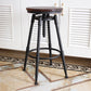 Industrial Metal Barstool Low Back Faux Leather Cushion Footrest Stool with 4 Legs