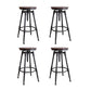 Industrial Metal Barstool Low Back Faux Leather Cushion Footrest Stool with 4 Legs