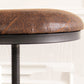 Industrial Metal Barstool Low Back Faux Leather Cushion Footrest Stool with 4 Legs
