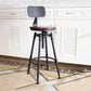 Industrial Metal Barstool Low Back Faux Leather Cushion Footrest Stool with 4 Legs