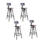 Industrial Metal Barstool Low Back Faux Leather Cushion Footrest Stool with 4 Legs