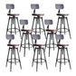 Industrial Metal Barstool Low Back Faux Leather Cushion Footrest Stool with 4 Legs