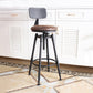 Industrial Metal Barstool Low Back Faux Leather Cushion Footrest Stool with 4 Legs